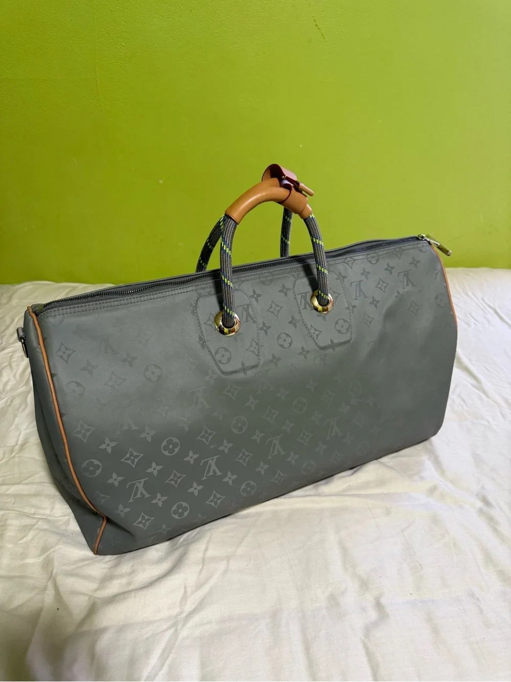 LOUIS VUITTON Monogram Titanium Keepall Bandouliere 50 Boston Bag